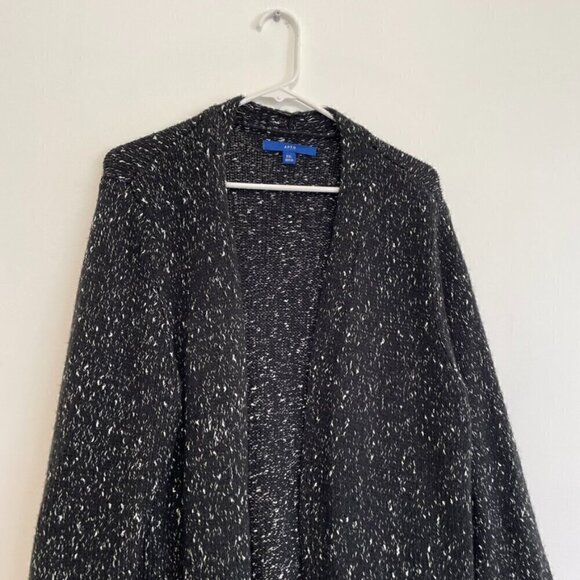 APT. 9 APT.9 Long Cardigan Black Silver Metallic Open Front Longline Sweater XXL - Picture 3 of 15